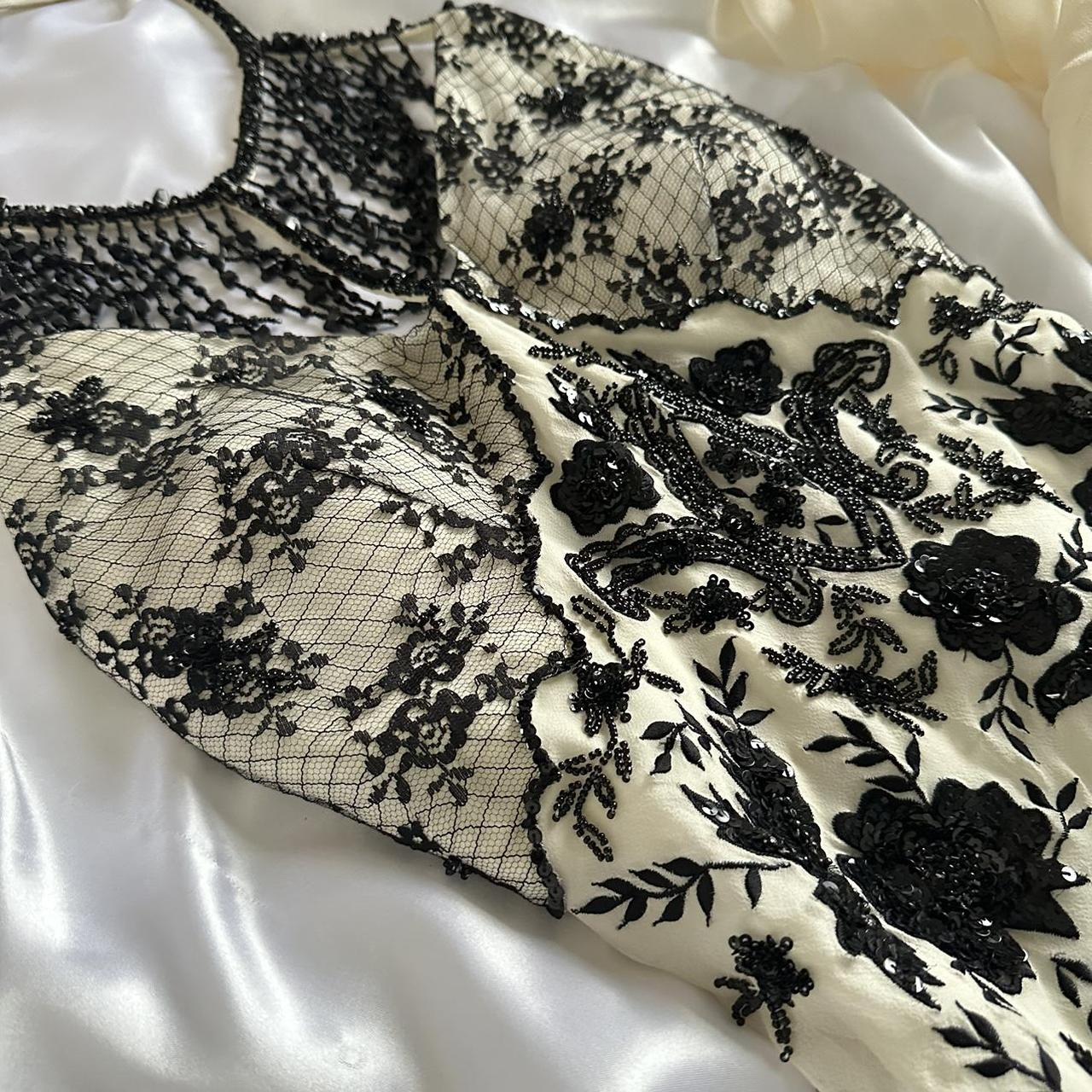 Creme schwarz Vintage-Mode wunderschöne exquisite Perlen Spitze glänzend elegante lange Ballkleid Abendkleid Geburtstag Party Kleid Ballkleid gh3648