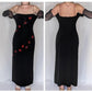 Black Vintage Elegant Delicate Rose Floral Beaded Long Velvet Ball Gown Evening Gown Birthday Party Gown Prom Gown gh3802