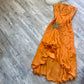 Orange Wunderschöne Mode Exquisite Perlen Lange Satin Elegante Ballkleid Abendkleid Partykleid gh3286