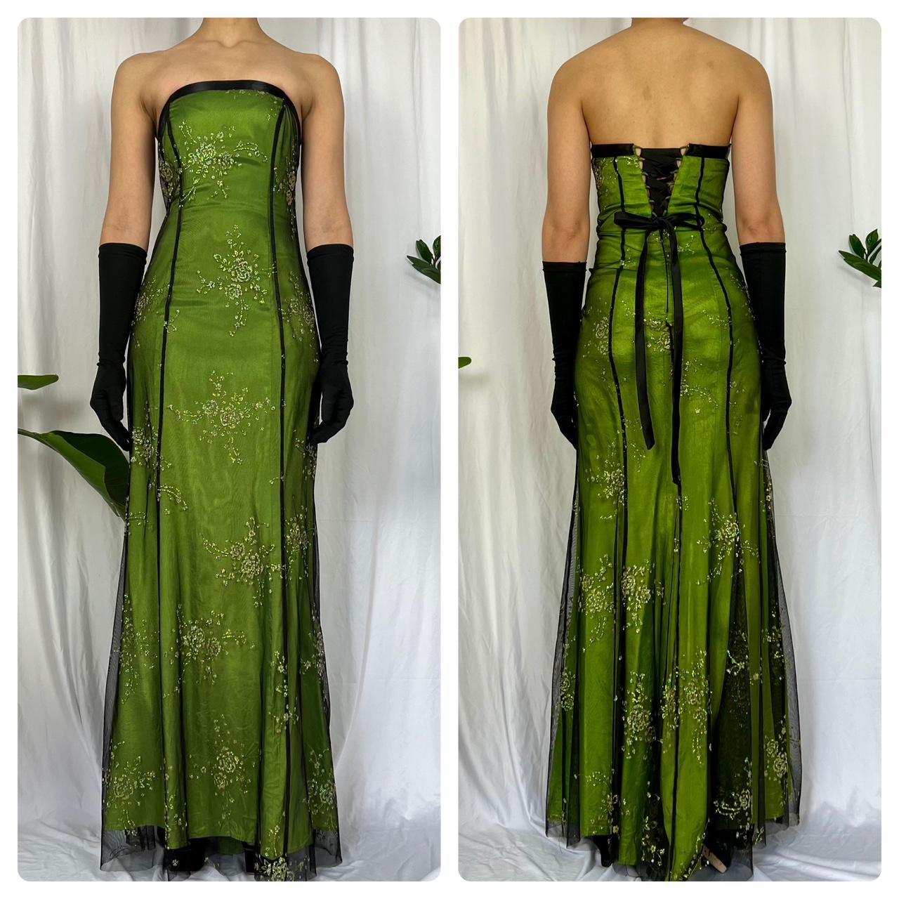 Green Fashion Retro Elegant Exquisite Floral Corset Long Chiffon Tulle Ball Gown Evening Dress Party Dress Prom Dress gh3712