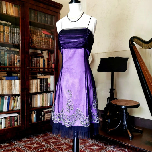 Girlhomeshops – Lila Gothic Vintage Midi Kurzes Chiffon-Heimkehrkleid gh5530