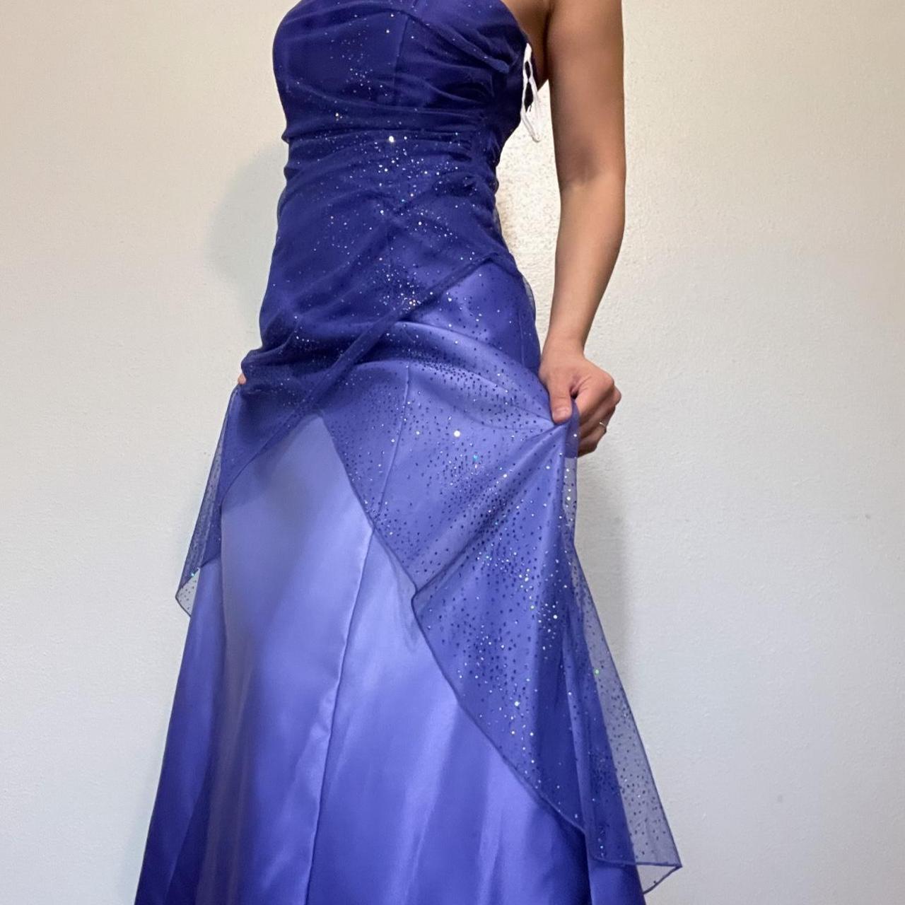 Girlhomeshops – Lila glänzendes, modisches, bodenlanges Ballkleid mit Farbverlauf und Tube-Top, Abschlussballkleid, gh5514