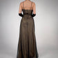 Girlhomeshops--Brown exquisite beaded long satin prom dress party dress gh5503