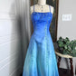 Blau Hellblau Mode Farbverlauf Vintage Elegant Exquisite Perlen Lange Formale Ballkleid Abendkleid Partykleid gh3689