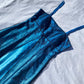 Robe de soirée longue en satin et tulle, style vintage, bleu délicat, motif floral, perles, ombré, bretelles spaghetti, col carré, robe de bal, robe de fête d'anniversaire, gh3957
