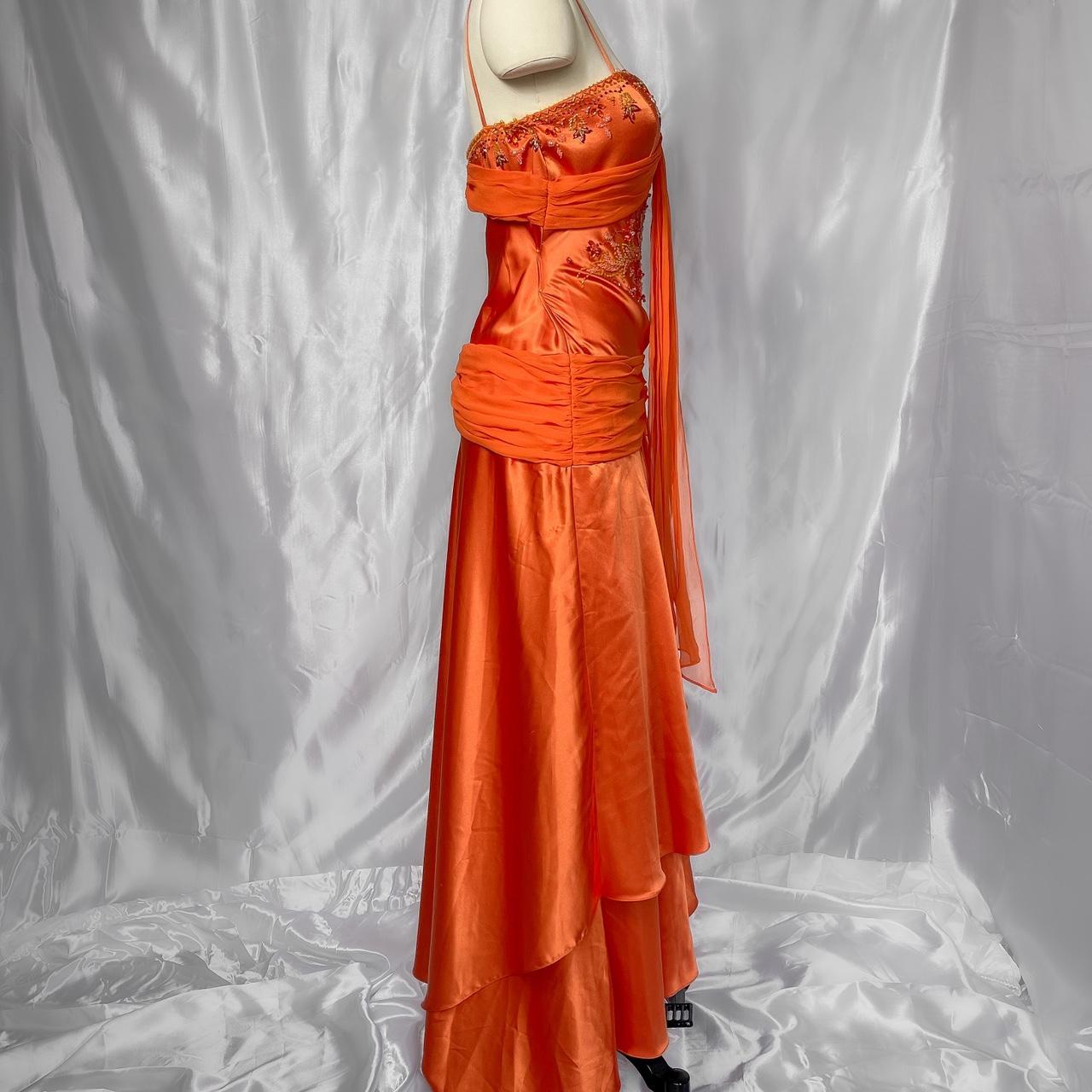 Girlhomeshops-Orange Exquisite Beaded Long Satin Prom dress Evening Dress Party Dress gh5091