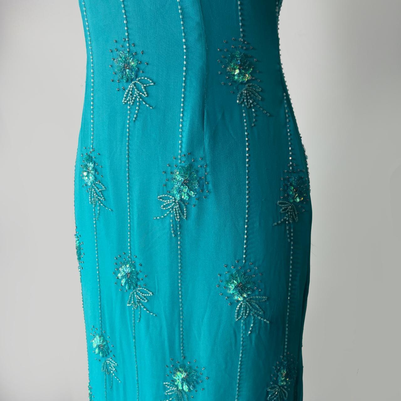 Robe de soirée longue en tulle bleu brillant, élégante et exquise, avec perles et bretelles spaghetti, pour femme, gh3565