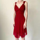 Red Chiffon Knee Length Short Homecoming Dress Birthday Party Dress gh4593