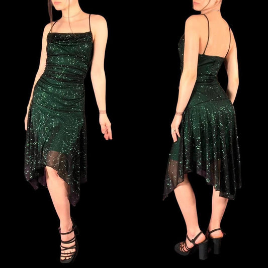 Green vintage sparkly formal homecoming dress short Chiffon gothic rock fairy hoco dress homecoming dance prom dress gh4608