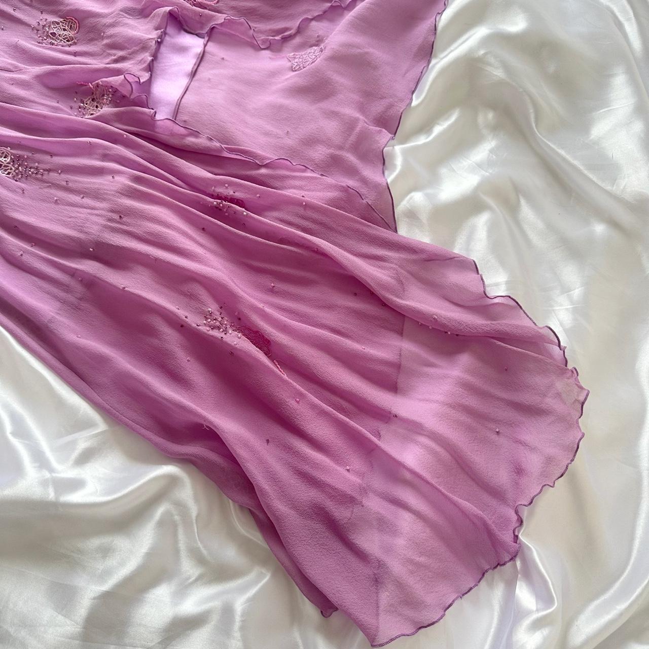 Robe de soirée longue en mousseline de soie, élégante et exquise, sans bretelles, rose et violet, à la mode, gh3476