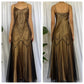 Golden Brown Vintage Fashion Elegant Exquisite Beading Long Chiffon Satin Tulle Ball Gown Evening Dress Party Dress Prom Dress gh3723