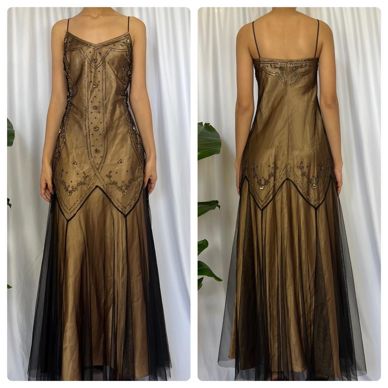 Golden Brown Vintage Fashion Elegant Exquisite Beading Long Chiffon Satin Tulle Ball Gown Evening Dress Party Dress Prom Dress gh3723