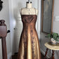 Robe de soirée longue en satin et tulle, style vintage, élégante et raffinée, dégradé de couleur, marron, doré, bronze, avec perles, longueur au sol, robe de bal, robe de soirée, robe de remise de diplôme, gh3937
