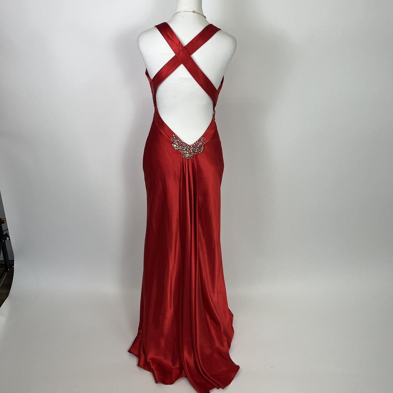 Robe de soirée longue en satin à bretelles spaghetti et perles, élégante et rouge, robe de bal fendue, robe de soirée, robe de soirée gh3542
