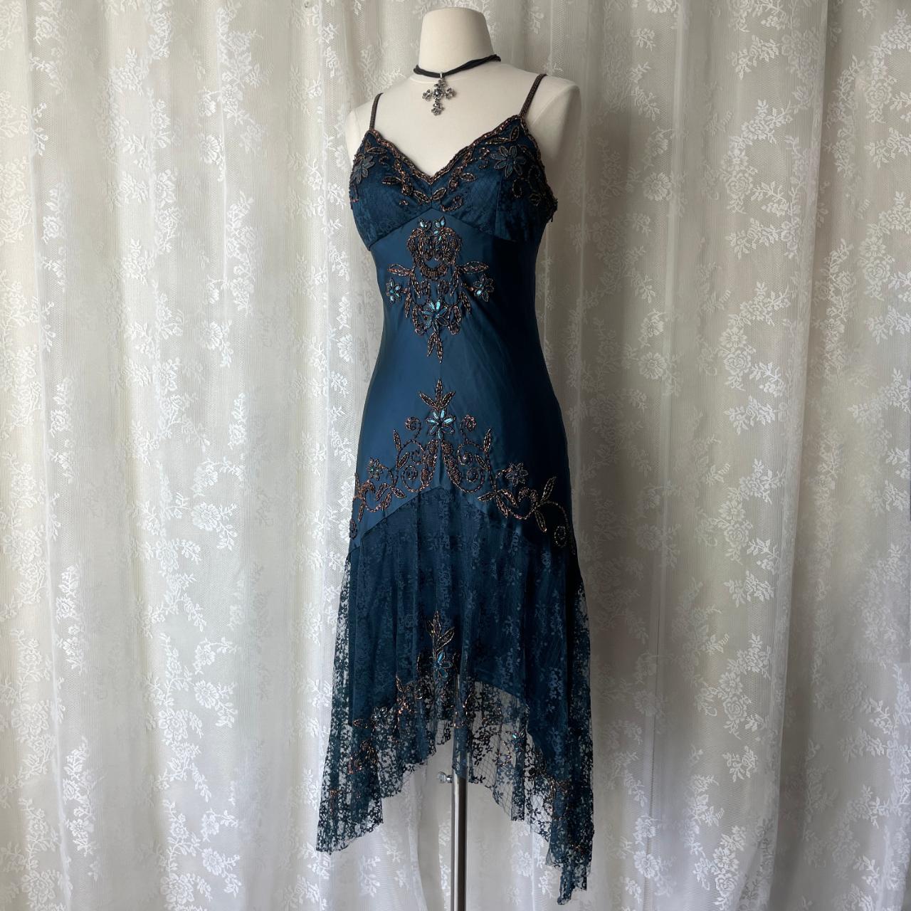 Dark Blue Y2k Ethereal Fairy Gothic Mermaid Prom Dress Pretty Floral Beaded Sequin Midi/Short Homecoming Dress Date Dress Party Dress gh4617