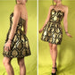 🖤 Y2K Gold and Black Fashion Jacquard Brocade Printed Mini Short Homecoming Dress Cocktail Dress Party Dress gh4610
