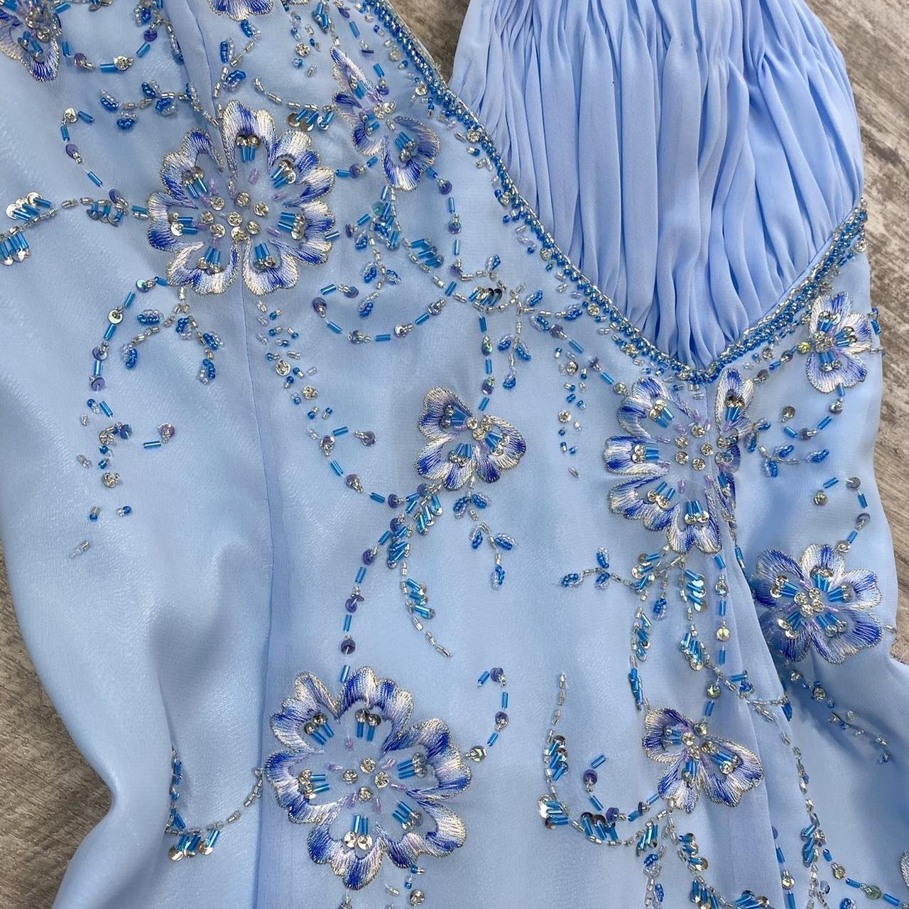 Belle robe de soirée en mousseline de soie bleu clair, robe de bal, robe de soirée, robe de bal, robe de fête d'anniversaire, robe de soirée ...