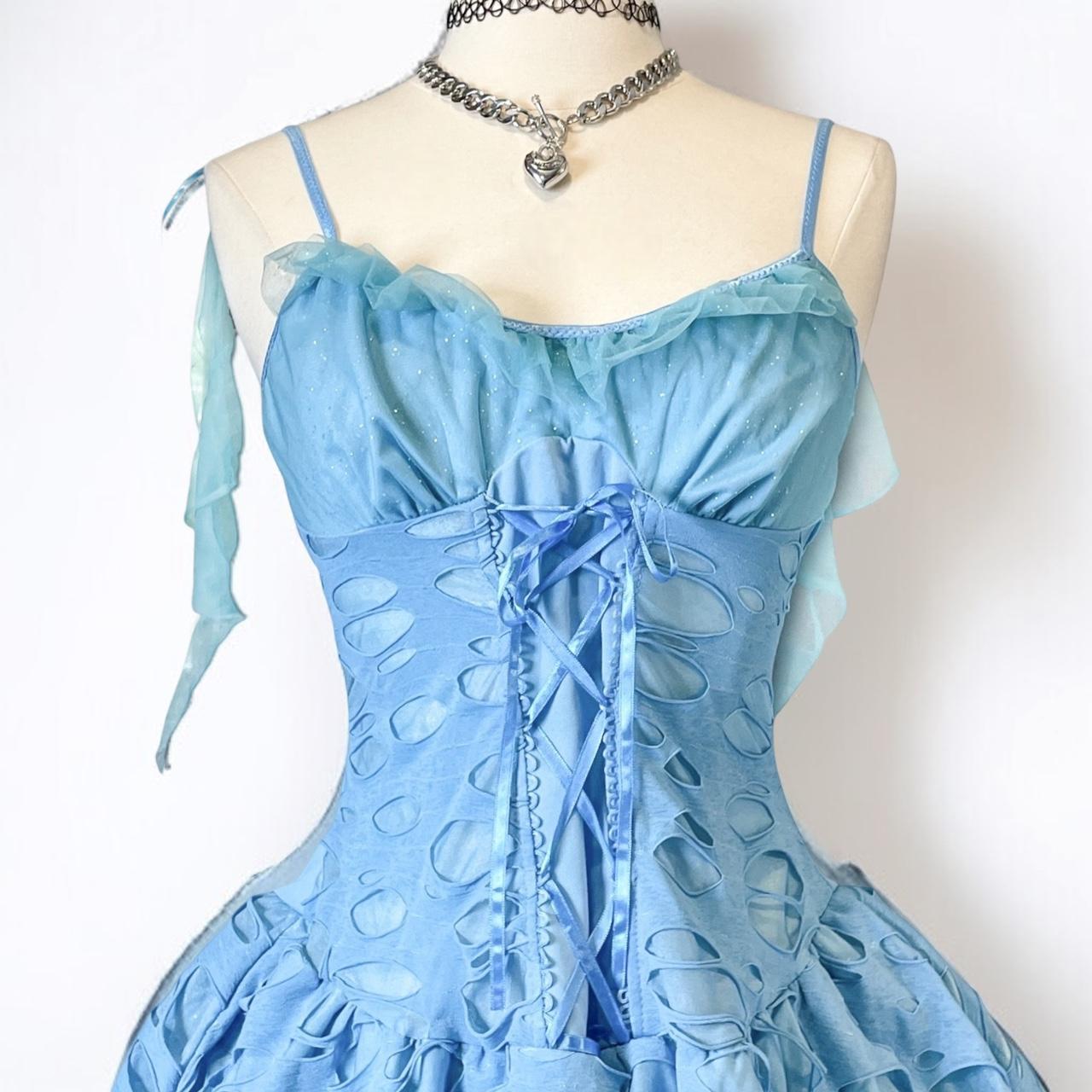 Vintage Y2K blue fairy short chiffon formal homecoming dress birthday dress eighth grade gh4659