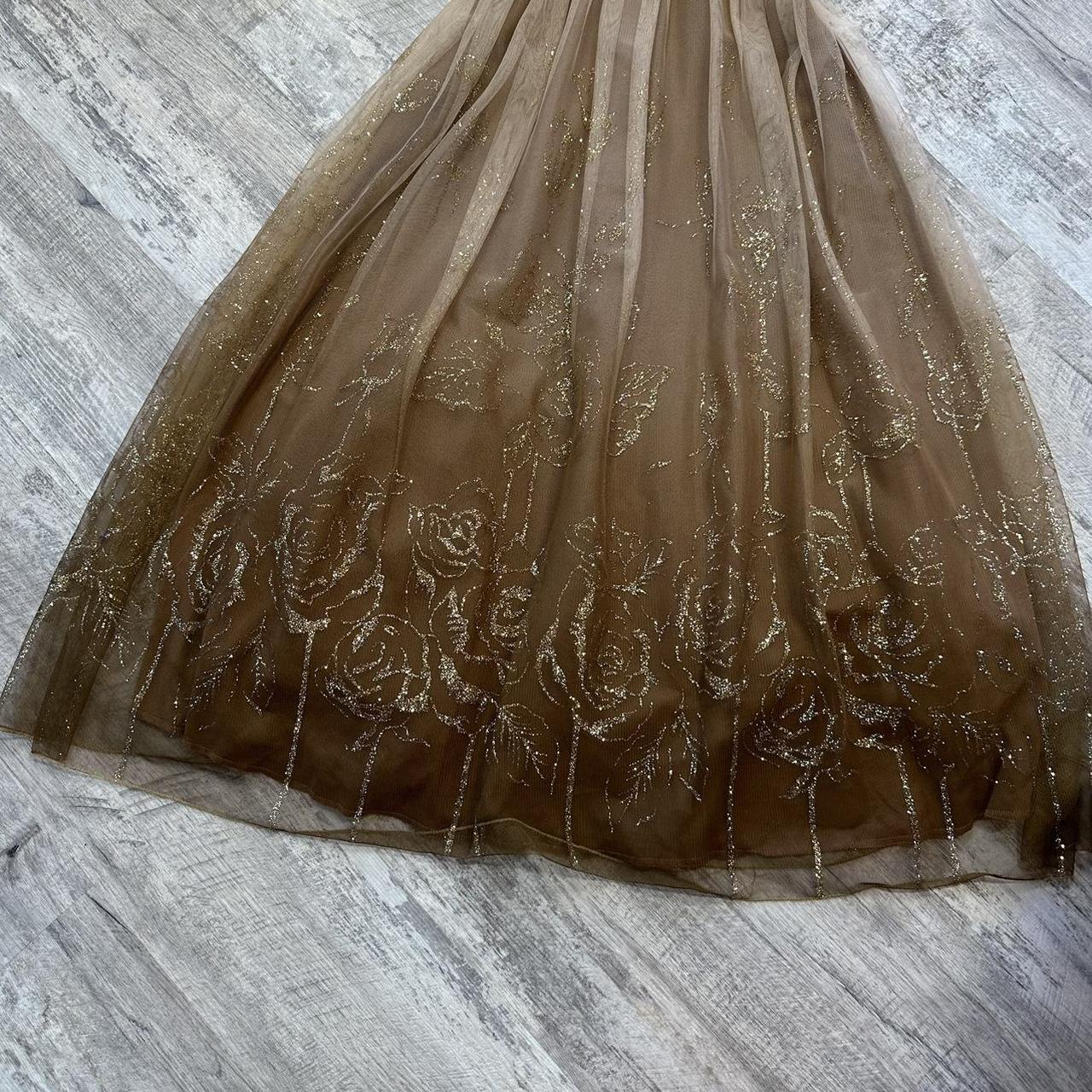Robe de soirée courte en tulle à paillettes dorées, jolie robe de bal, robe d'anniversaire, marron, gh4314