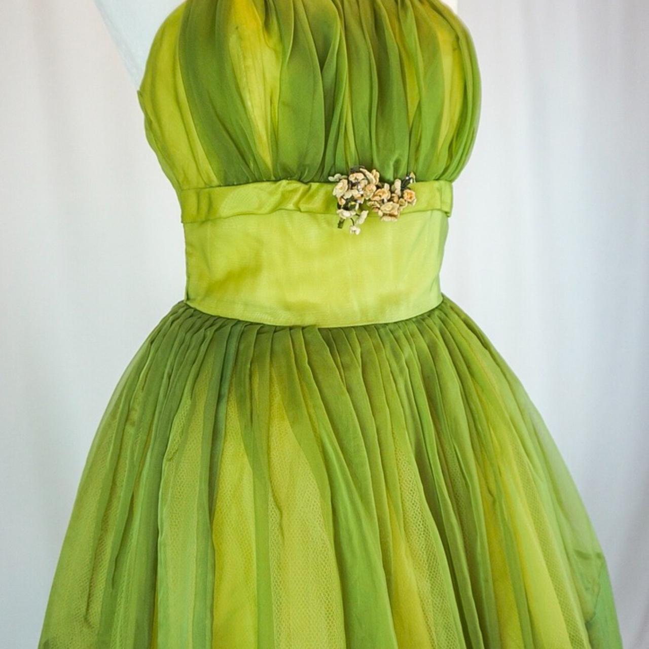 Yellow Green Vintage Elegant Sweet Delicate Floral Appliqué Suspender Cake Dress Puffy Skirt Short Knee Length Prom Dress Evening Dress Homecoming Dress gh3672