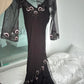 Black stylish elegant exquisite floral spaghetti strap long chiffon ball gown evening dress with jacket gh3299