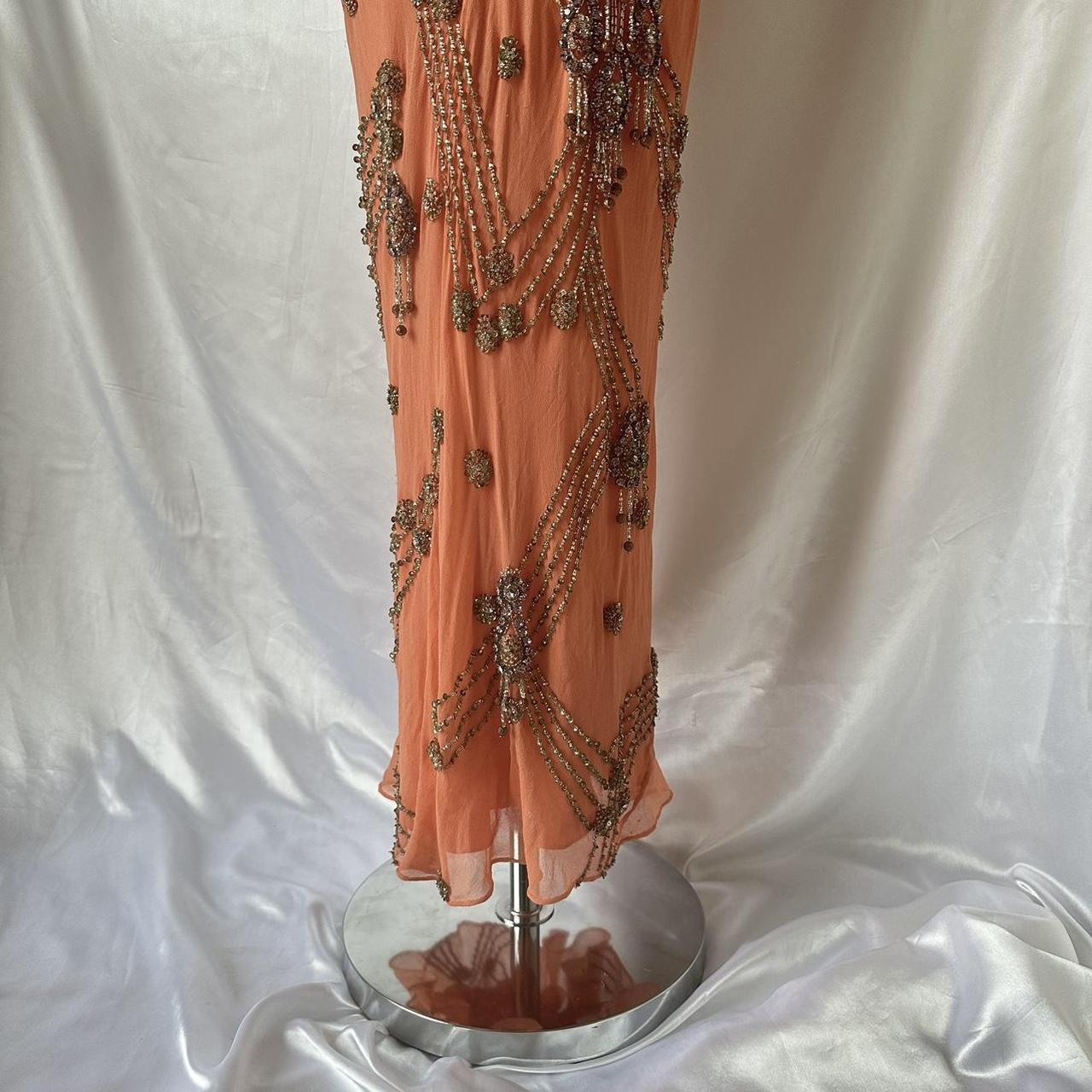 Robe de soirée longue en mousseline de soie, élégante et exquise, ornée de perles, style fantaisie, orange corail, gh3747