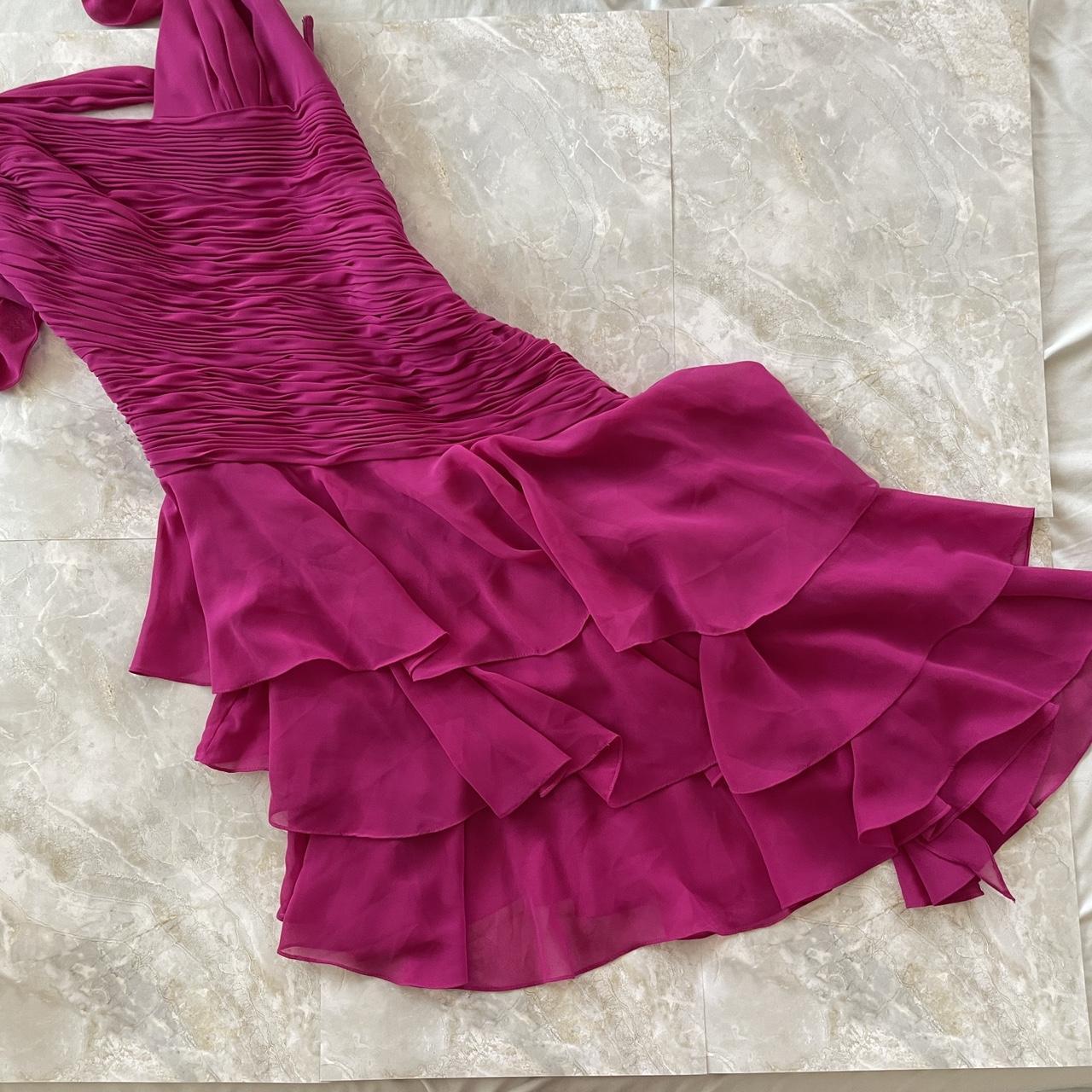 Robe de soirée élégante en mousseline de soie, style corset plissé, mi-longue, asymétrique, courte, violet et magenta, à volants, robe de bal, robe de soirée, robe de danse, gh3812