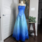 Blau Hellblau Mode Farbverlauf Vintage Elegant Exquisite Perlen Lange Formale Ballkleid Abendkleid Partykleid gh3689