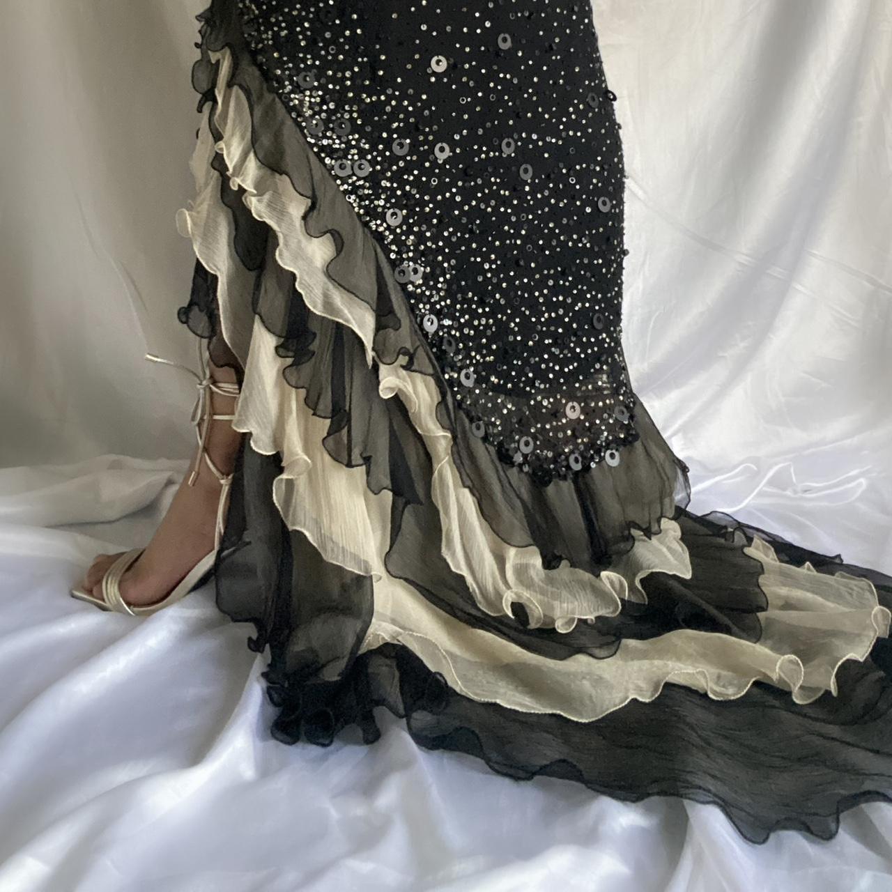 Black Sparkly Elegant Ruffled Tulle Long Sequin Ball Gown Prom Dress Evening Gown Party Dress gh3141