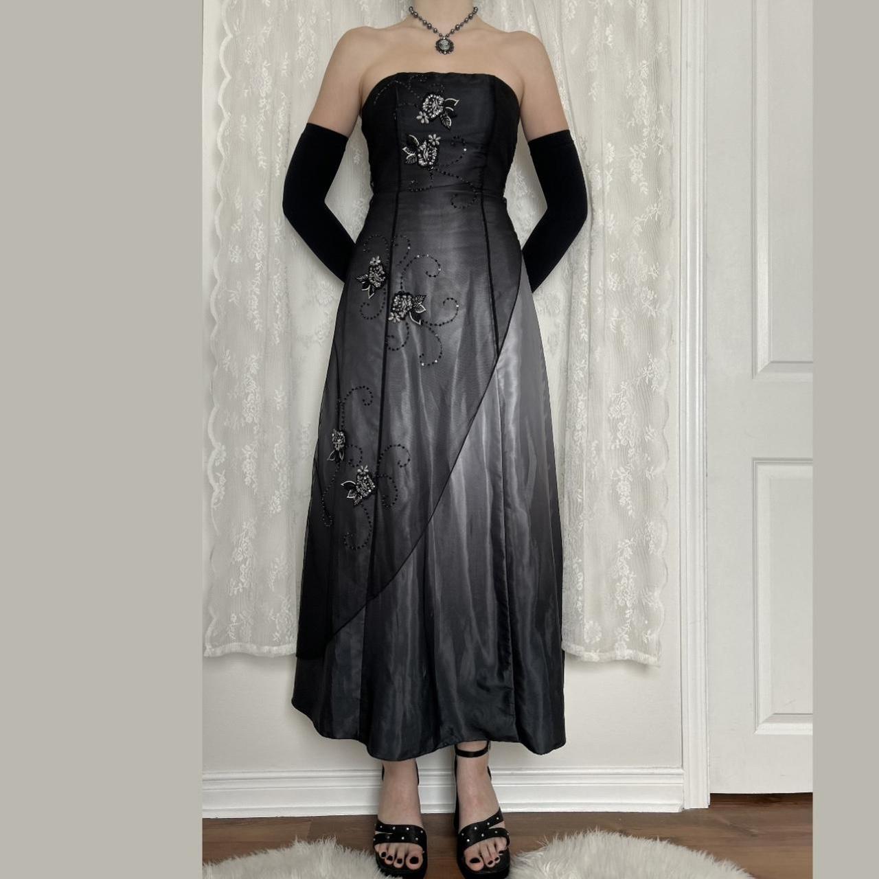 Black Vintage Fashion Gradient Exquisite Floral Beading Long Tulle prom dress Evening Gown Party Dress gh3602