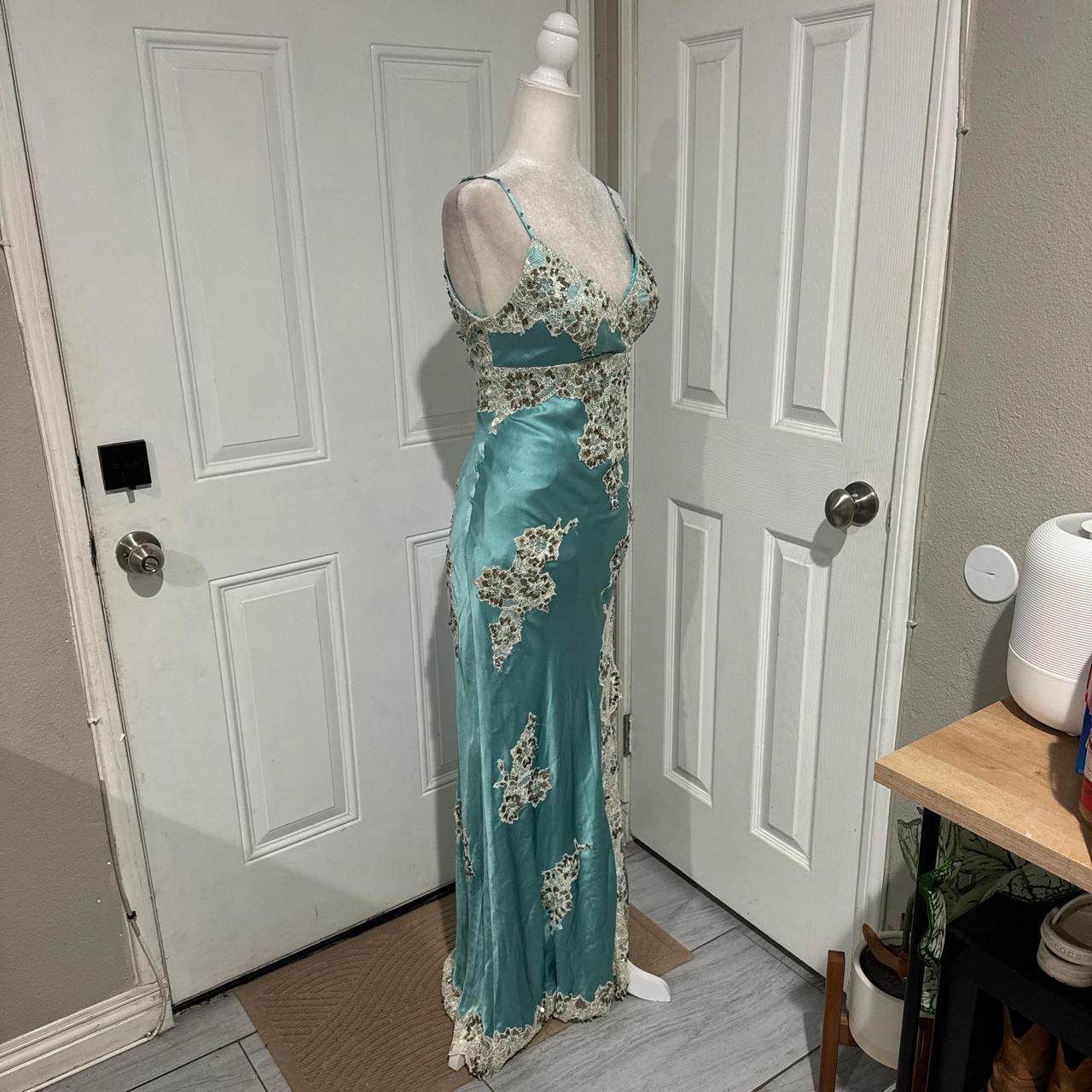 Robe de bal longue en satin vert menthe avec appliques en dentelle, robe de soirée, robe de remise de diplôme, gh4565