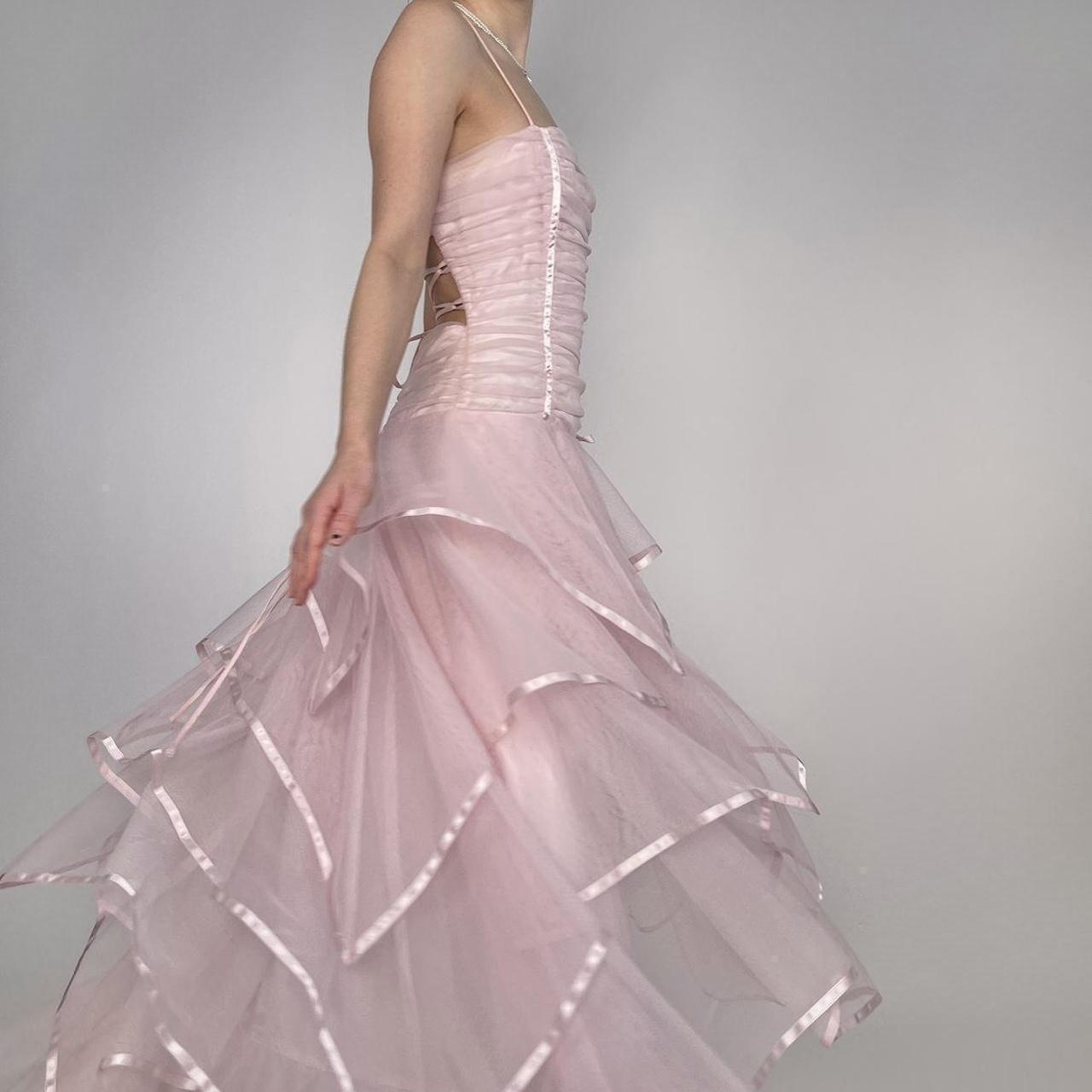 Girlhomeshops-$169.00 Pink multi-layered fashionable and elegant long tulle ball gown evening dress graduation dress gh5142