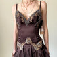 Girlhomeshops-Brown Beaded Floral Short Satin Homecoming Dress Birthday Party Dress gh5085