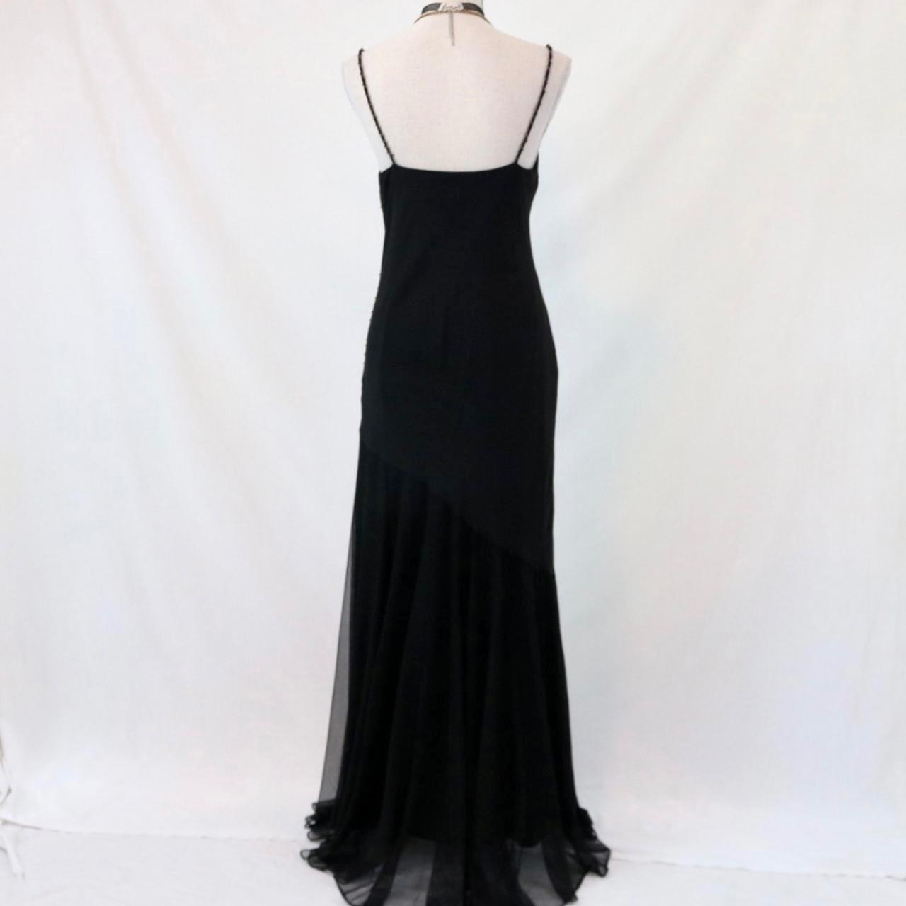 Schwarzes, zartes, florales, mit Perlen verziertes, langes Tüll-Ballkleid, Abendkleid, formelles Geburtstagspartykleid, Tanzkleid gh3151