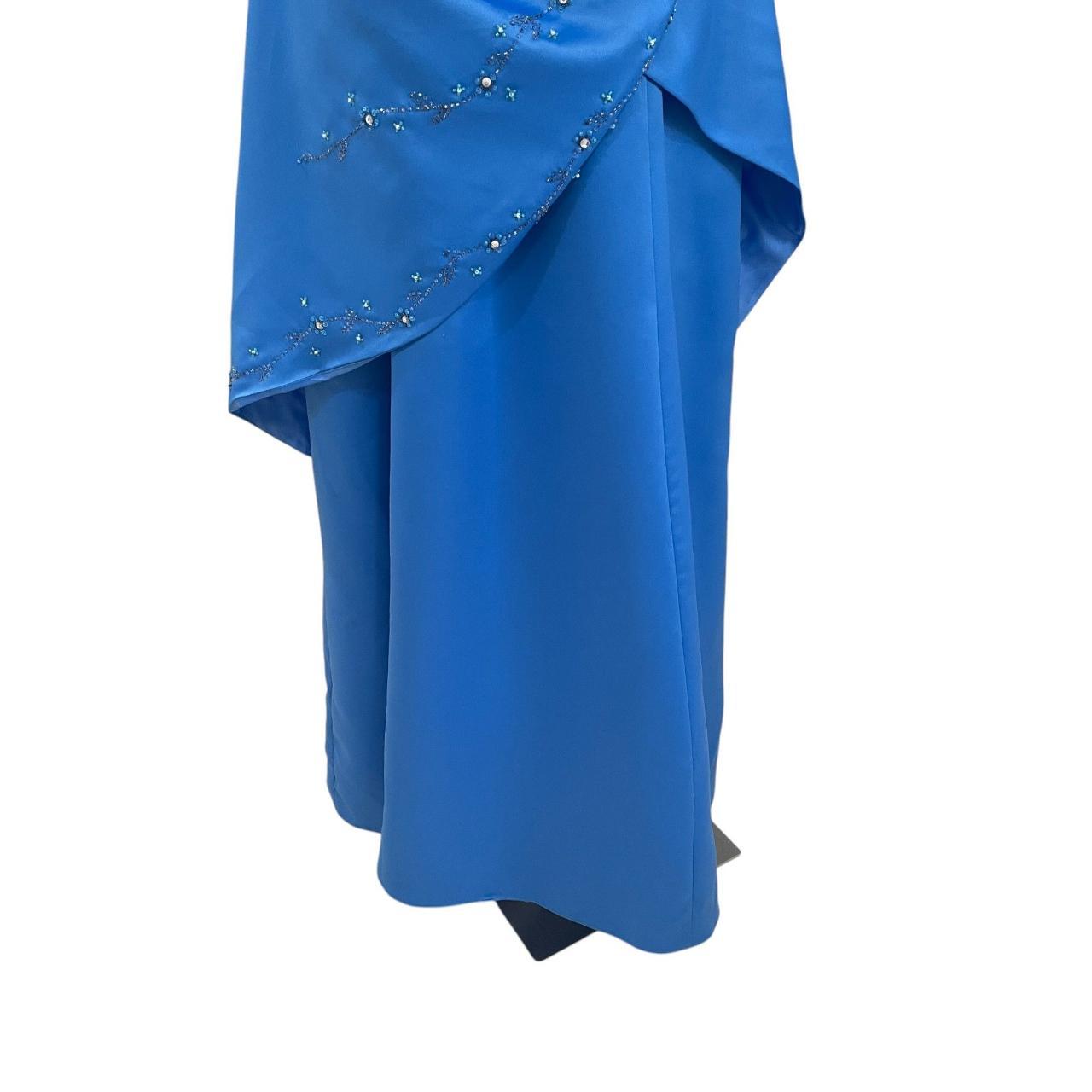 Blue beaded evening gown vintage glam ball gown floral long satin ball gown evening dress party dress gh4351