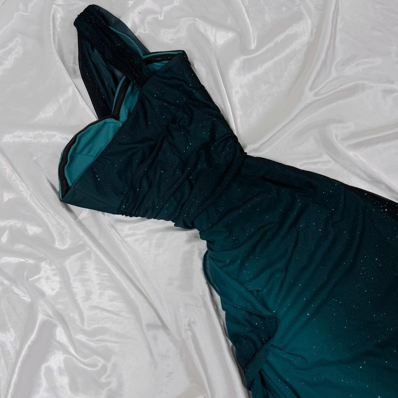 Robe de soirée longue en mousseline de soie, asymétrique, à paillettes bleu sarcelle, dégradé de couleurs, élégante et douce, robe de bal, robe de soirée, robe de bal, robe de fée, robe gothique, gh4180