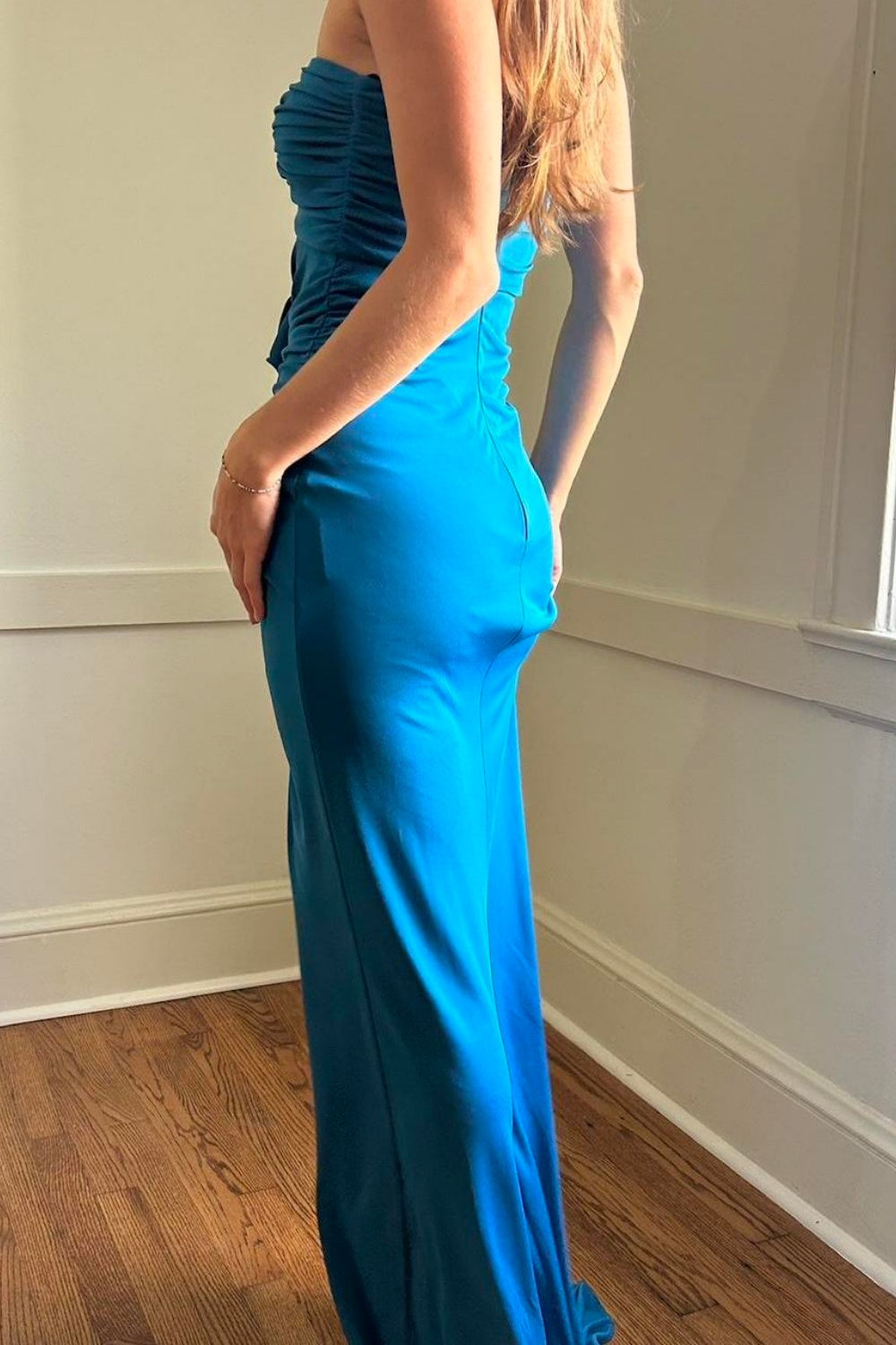 girlhomeshops-NEW ELEGANT AND SIMPLE DARK BLUE FASHION DRESS Gh6331