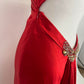 Robe de soirée longue en satin à bretelles spaghetti et perles, élégante et rouge, robe de bal fendue, robe de soirée, robe de soirée gh3542