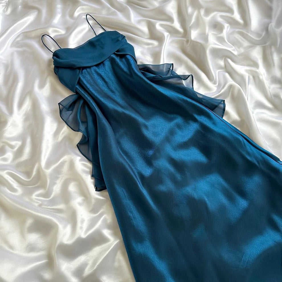 Blue Ombre Straps Chiffon Vintage Long Party Dress Formal Evening Dress, DP4608 main image 0