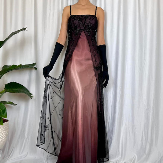 Pink Brown Gorgeous Retro Elegant Exquisite Beading Long Chiffon Ball Gown Evening Gown Party Dress Prom Dress gh3708