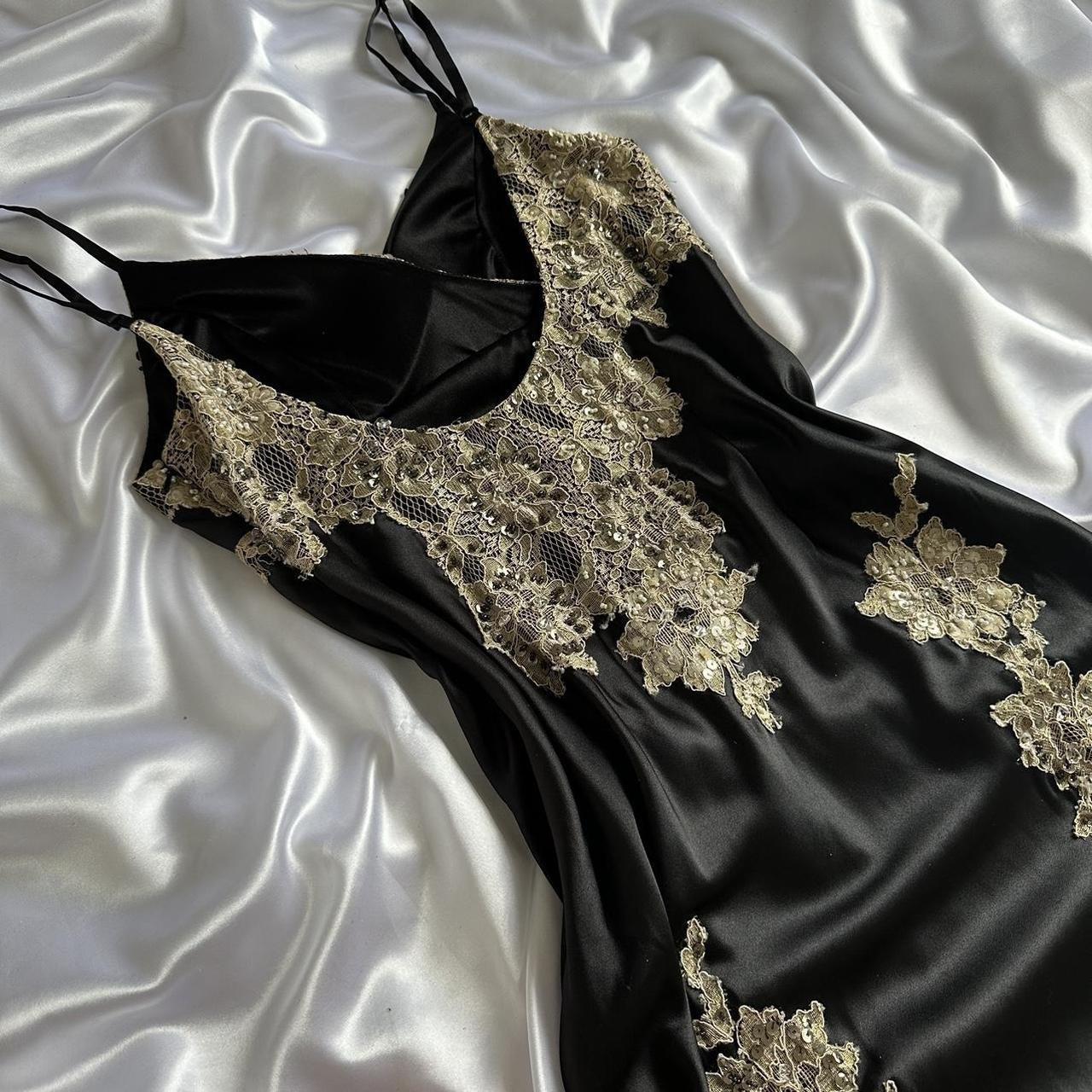 Robe de soirée longue en satin, élégante et raffinée, en dentelle perlée, faite à la main, sur mesure, noire, à la mode, gh3751