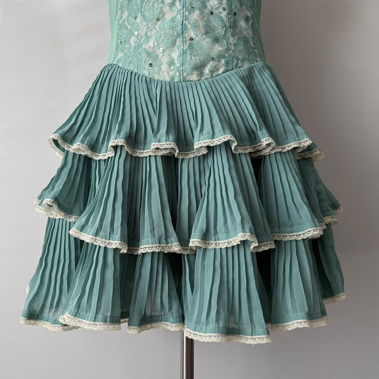Blue Cream Dress Garden Fairy Vintage Corset Top Ruffled Tiered Skirt Short chiffon Women's Homecoming Dress Evening Dress Party Dress gh4121