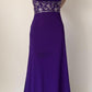 Robe de soirée violette asymétrique à bretelles longues et perles, épaules dénudées, gh4590