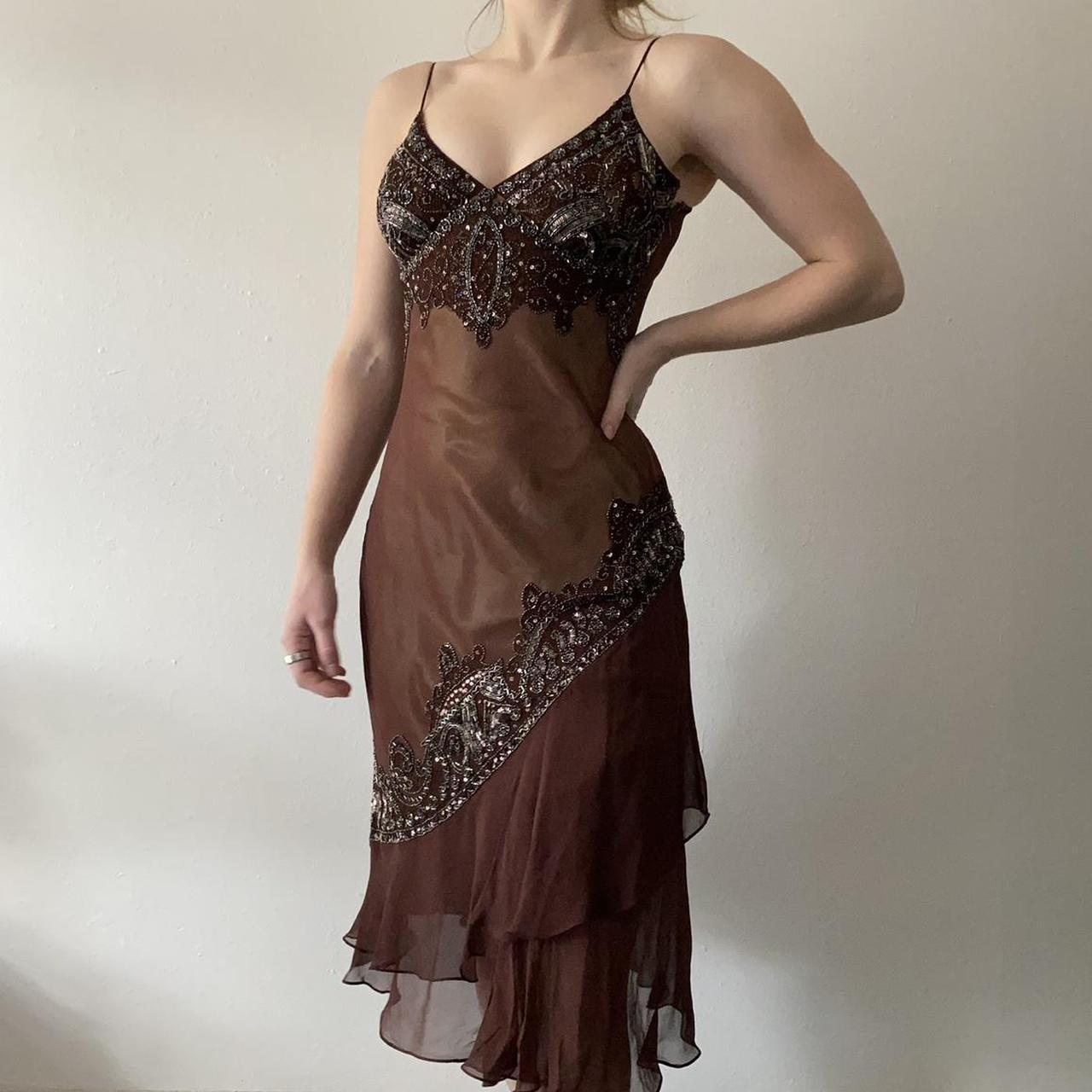 Girlhomeshops-Brown Beaded Short Chiffon Homecoming Dress Birthday Party Dress gh5086