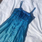 Robe de soirée longue en satin et tulle, style vintage, bleu délicat, motif floral, perles, ombré, bretelles spaghetti, col carré, robe de bal, robe de fête d'anniversaire, gh3957