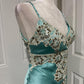 Robe de bal longue en satin vert menthe avec appliques en dentelle, robe de soirée, robe de remise de diplôme, gh4565