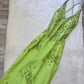 Robe de soirée longue en mousseline de soie, vert clair, vintage, superbe, argentée, florale, perlée, pour femme, robe de bal, gh4285