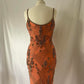 Robe de soirée longue en mousseline de soie, élégante et exquise, ornée de perles, style fantaisie, orange corail, gh3747