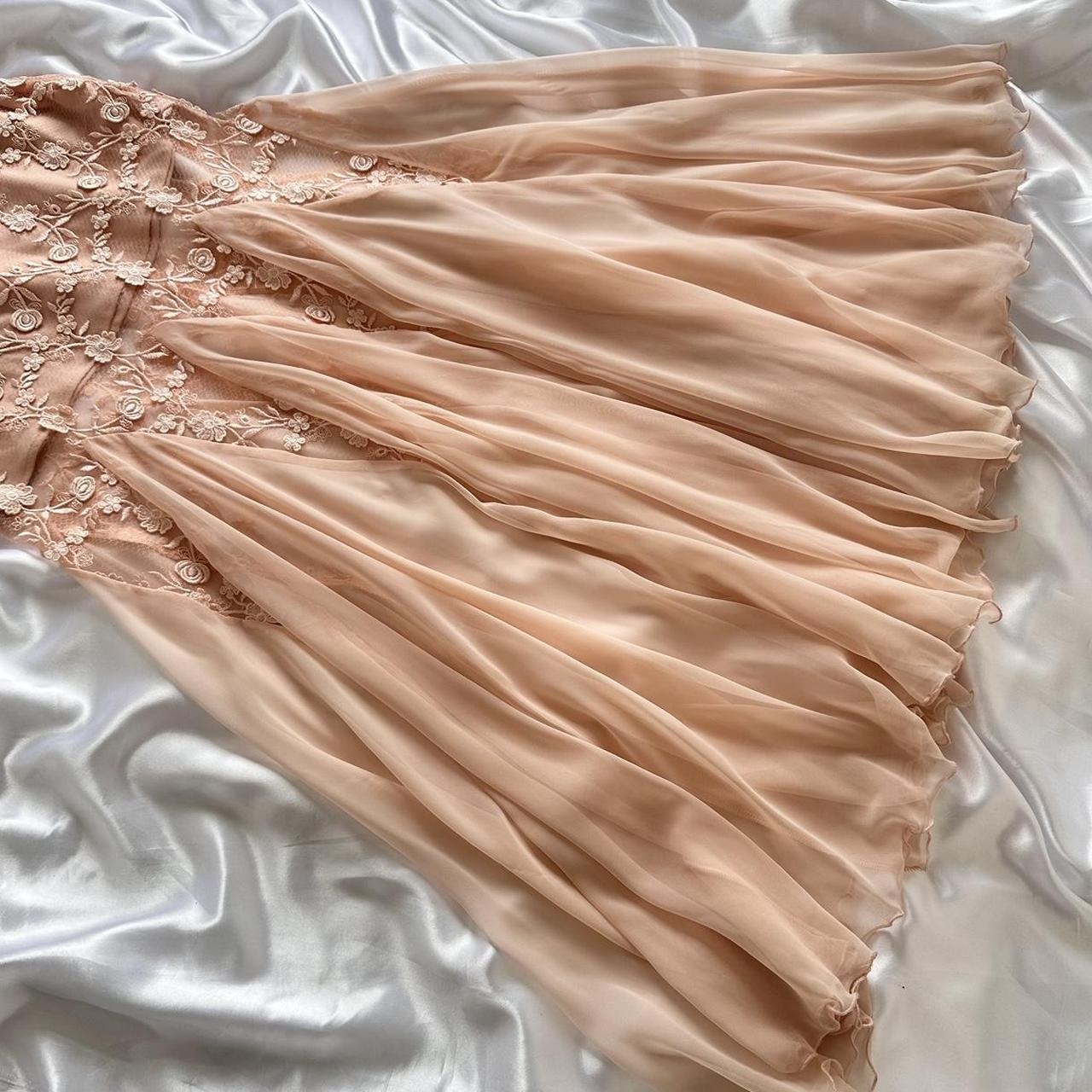 Blush pink light pink gorgeous exquisite vintage fashion floral long elegant chiffon ball gown evening dress birthday party dress prom dress Bridesmaids Dresses gh3645