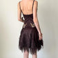 Girlhomeshops-Brown Beaded Floral Short Satin Homecoming Dress Birthday Party Dress gh5085